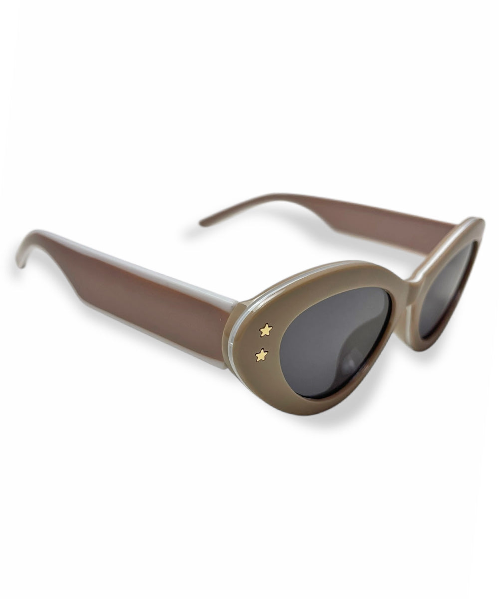 Beige Retro Sporty Two Toned Sunglasses