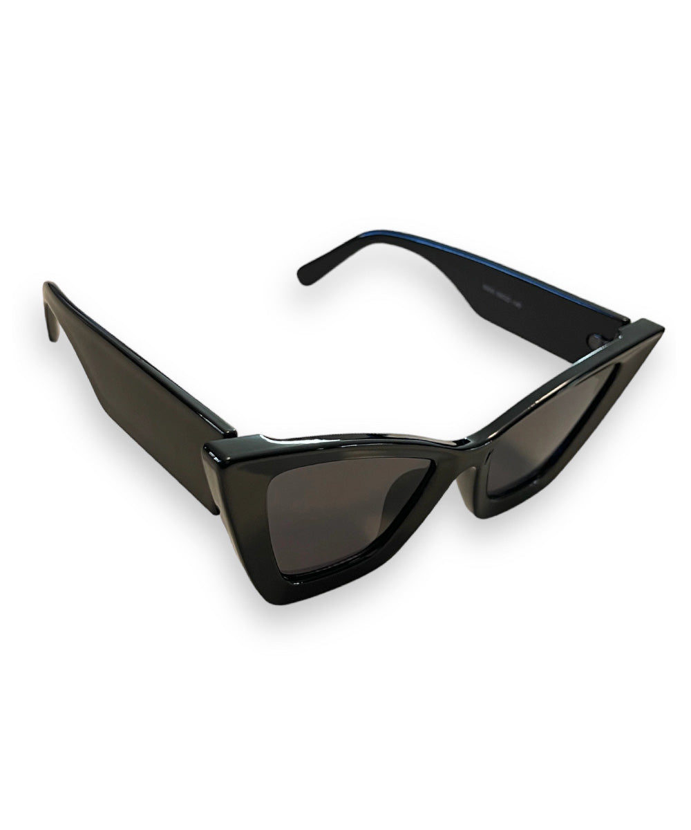 Black Edgy Inset Sharp Cat Eye Sunglasses