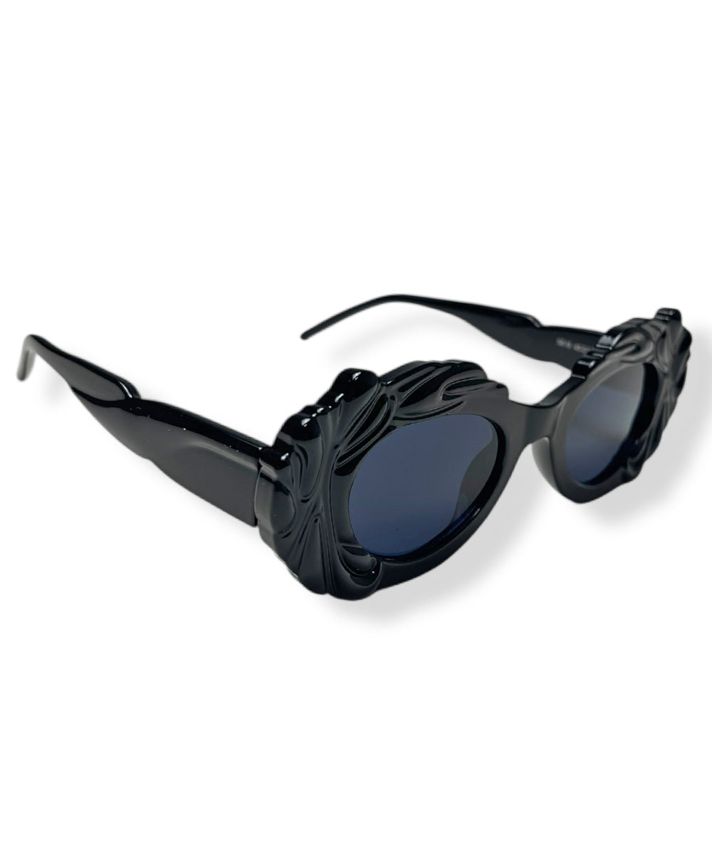 Black Pretty in Paris Oval Retro Sunglasses