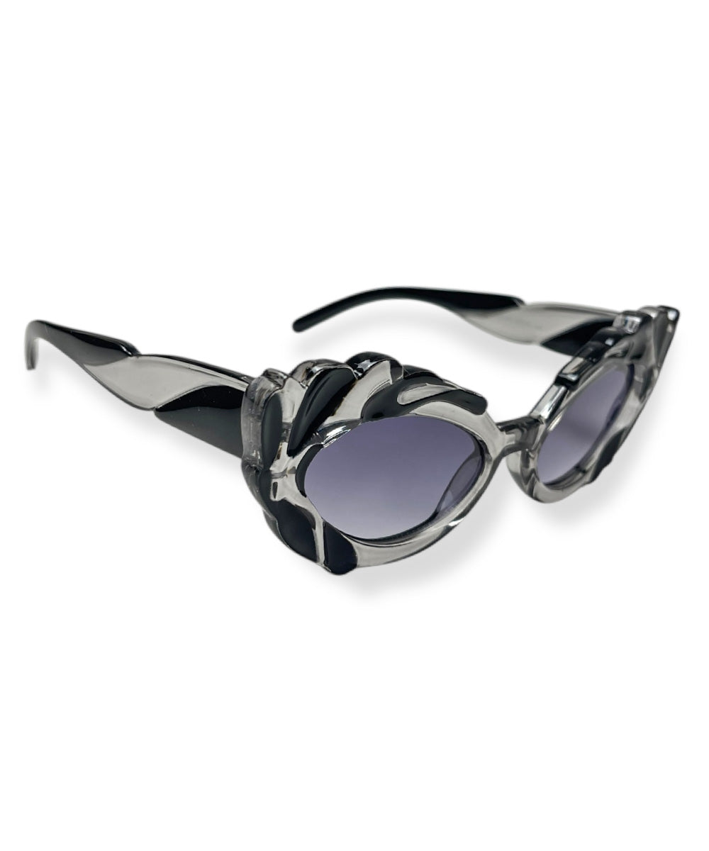 Black & Grey Pretty in Paris Cat Eye Retro Sunglasses