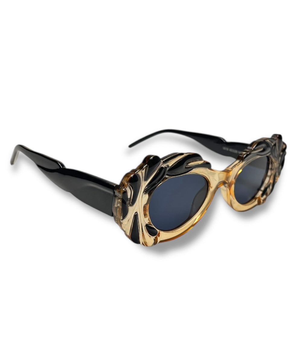 Black & Tan Pretty in Paris Oval Retro Sunglasses