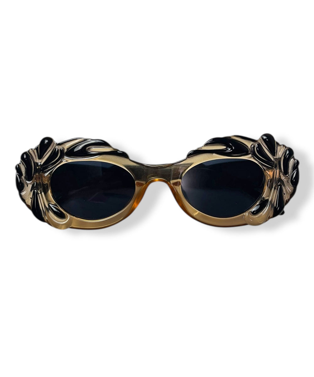 Black & Tan Pretty in Paris Oval Retro Sunglasses