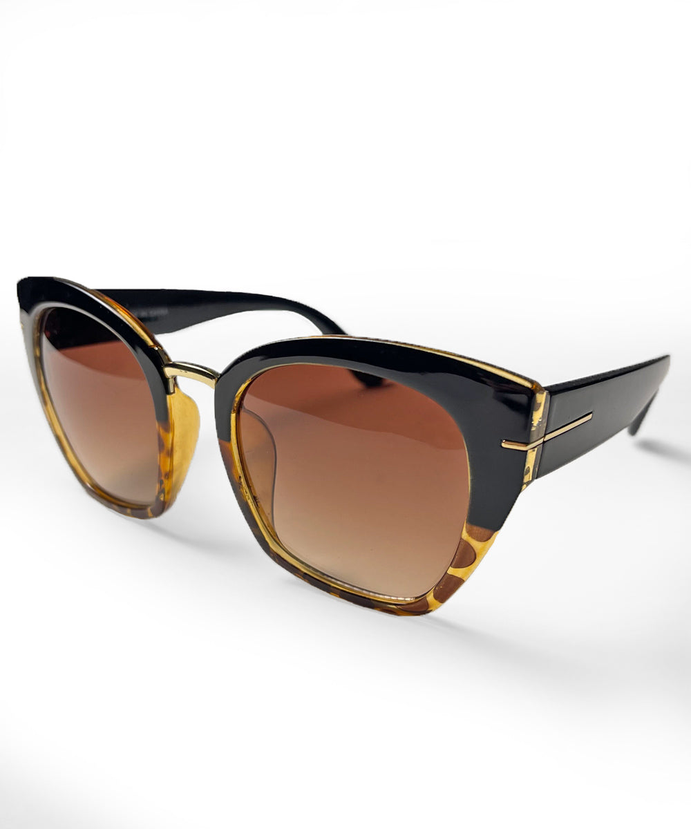 Tortoise & Black 70s Fonda Frame Retro Sunglasses
