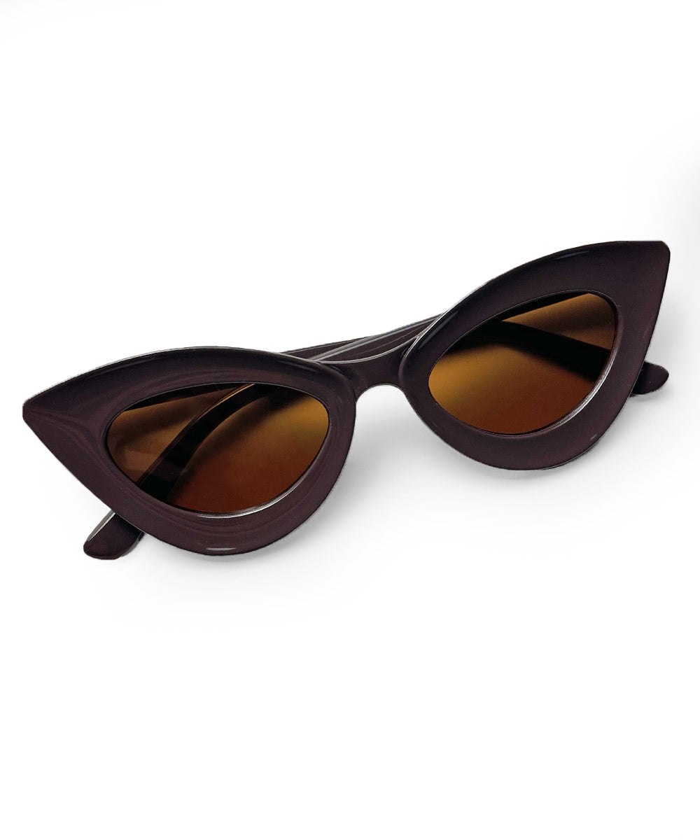 Chocolate Brown Funky 50s Cat Eye Retro Sunglasses