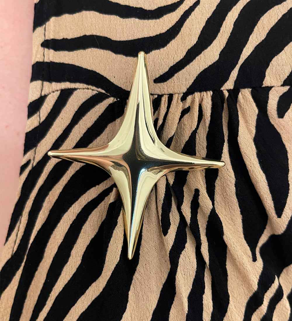 Gold Mid-Century Starburst Brooch