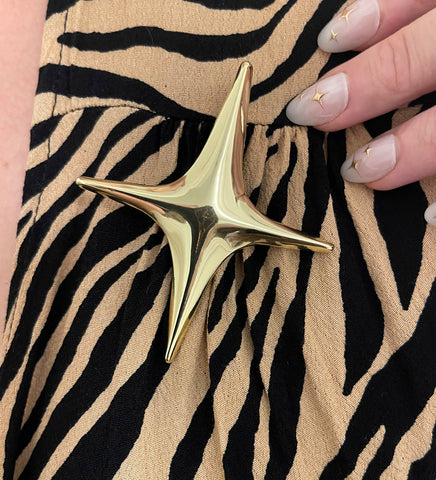 Gold Mid-Century Starburst Brooch
