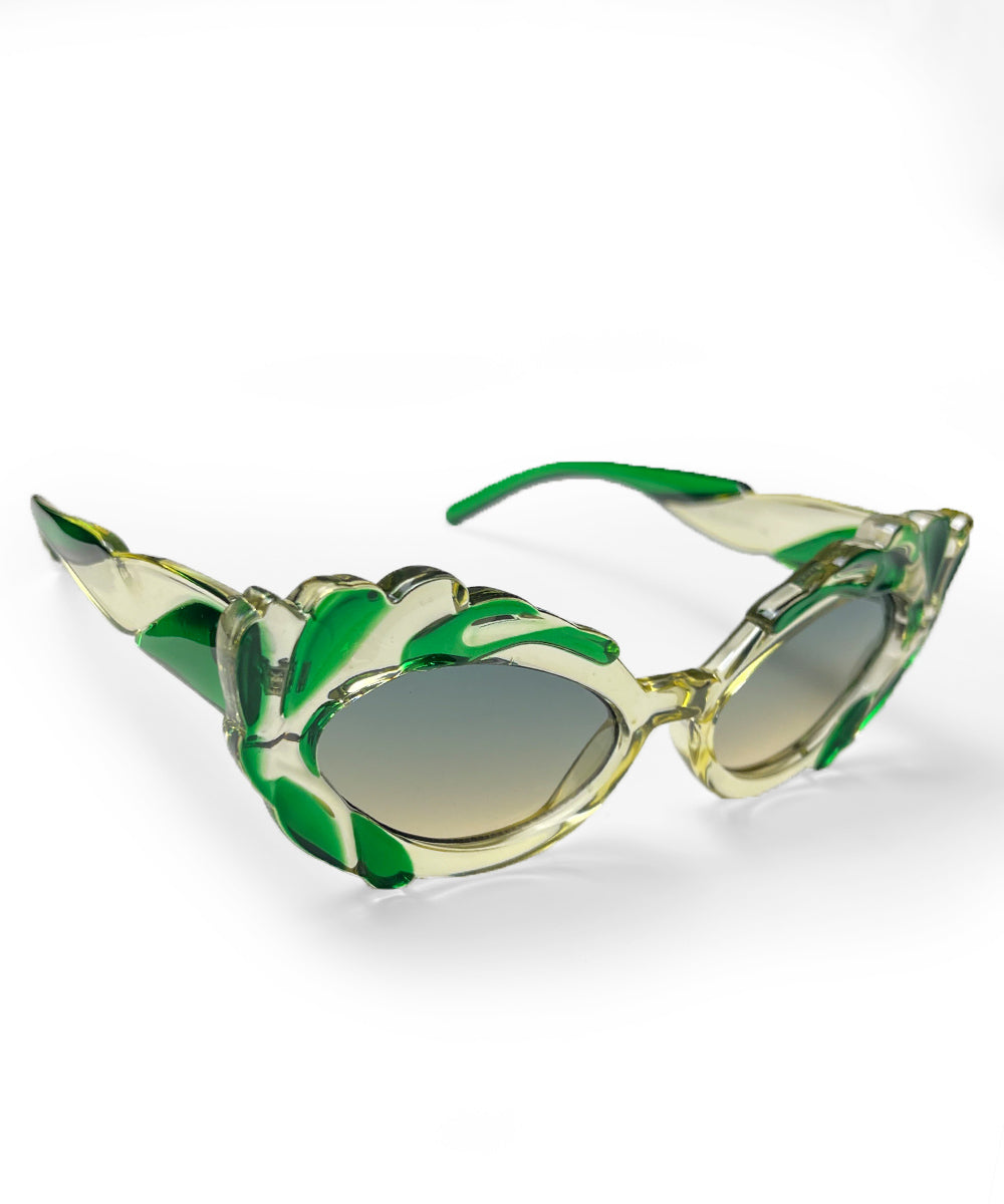 Two Toned Green Pretty in Paris Cat Eye Retro Sunglasses