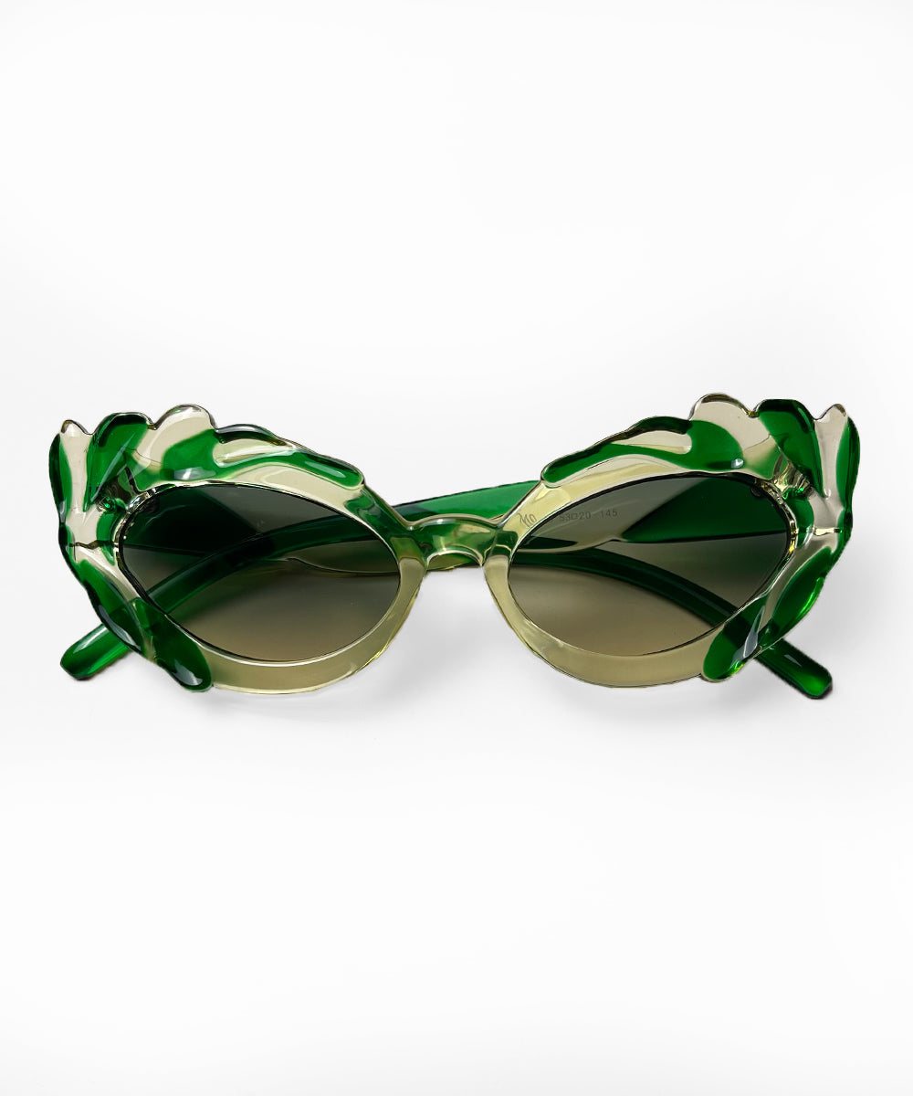 Two Toned Green Pretty in Paris Cat Eye Retro Sunglasses