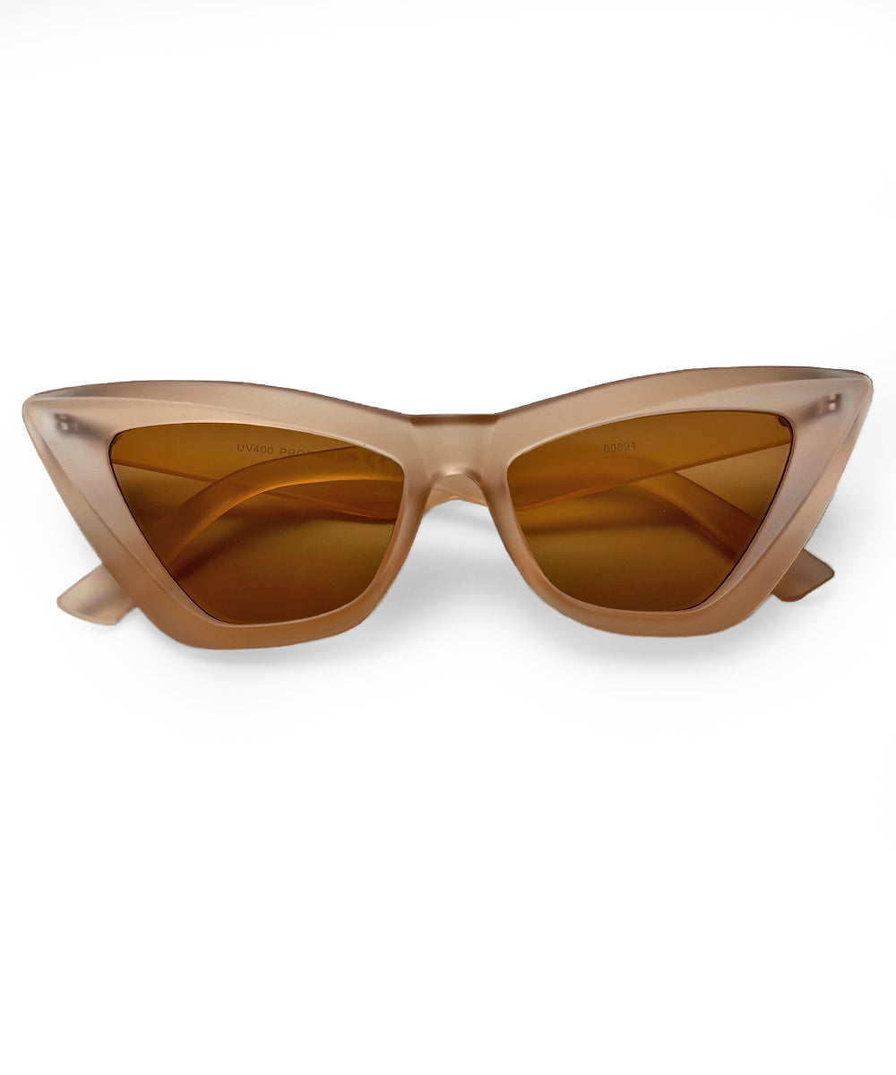 Matte Muted Peach Nine Lives Retro Cat Eye Sunglasses