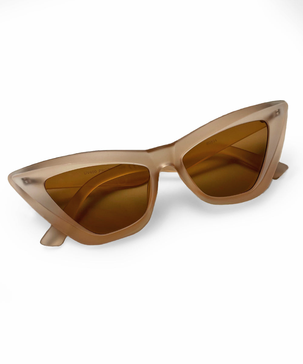 Matte Muted Peach Nine Lives Retro Cat Eye Sunglasses