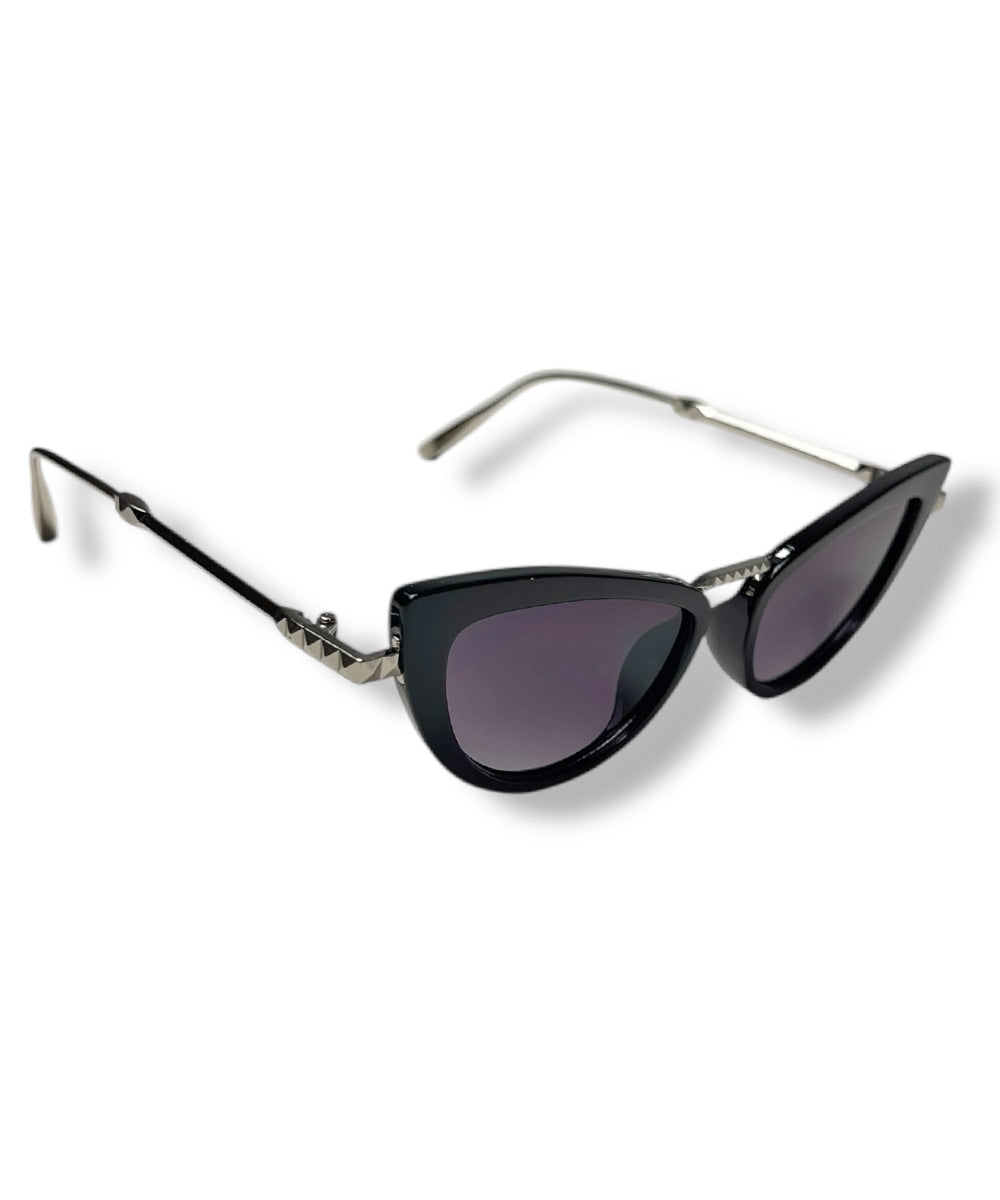 Black & Metallic Classic 1950s Cat Eye Sunglasses