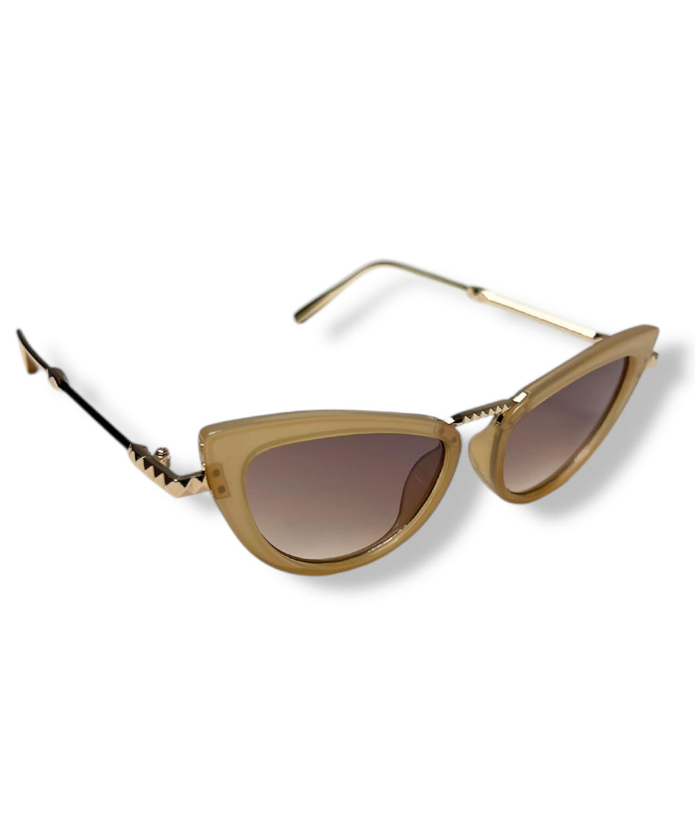 Tan & Metallic Classic 1950s Cat Eye Sunglasses