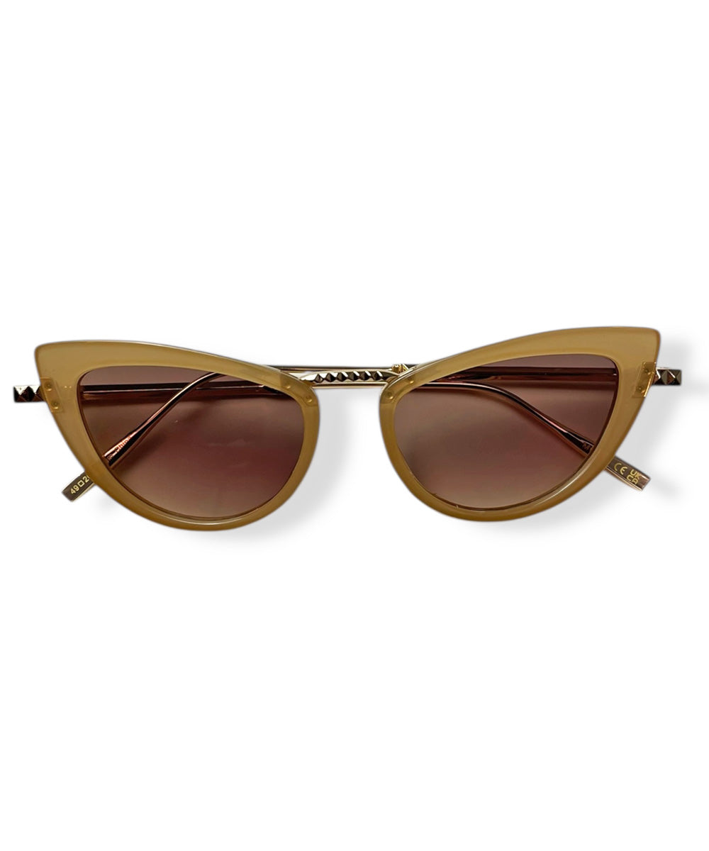 Tan & Metallic Classic 1950s Cat Eye Sunglasses