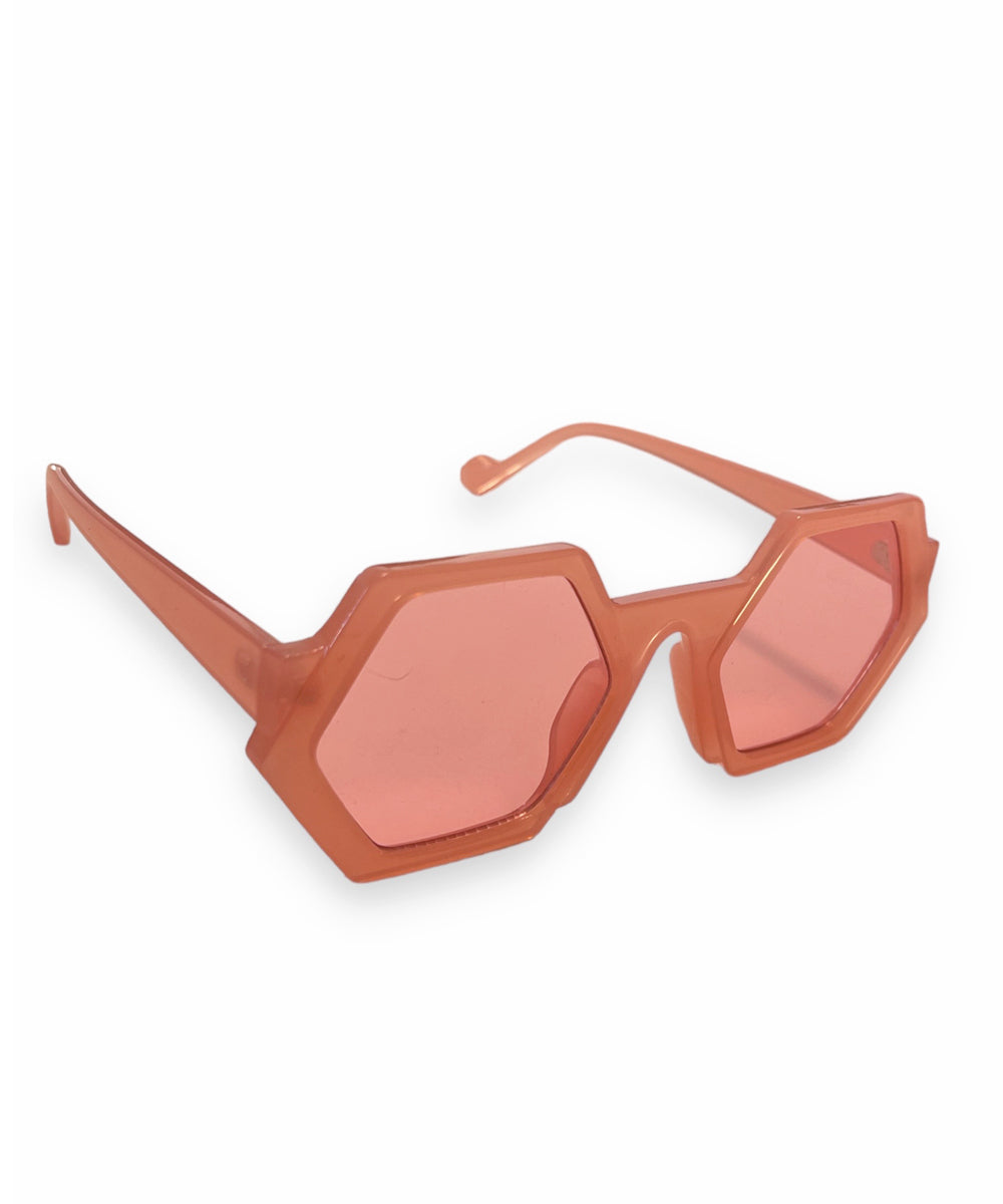 Soft Pink 1960s Style Mod Hexagon Sunglasses