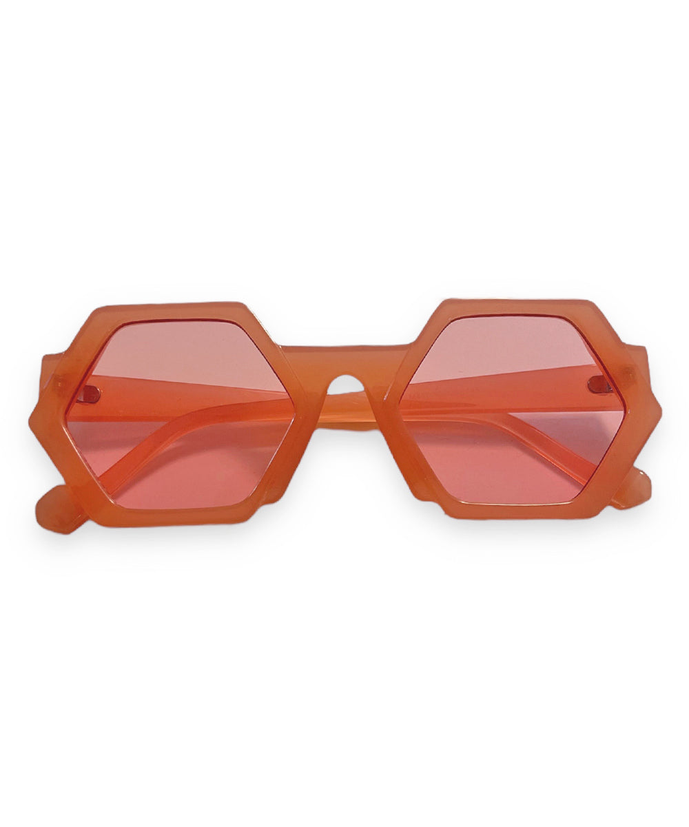 Soft Pink 1960s Style Mod Hexagon Sunglasses