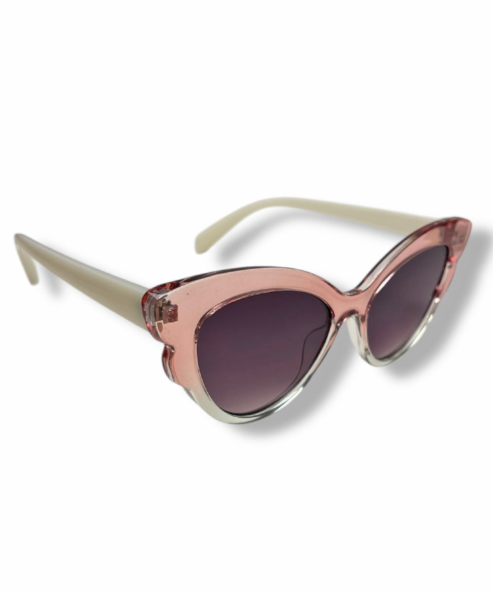 Pink & Cream Retro Style Butterfly Frame Sunglasses