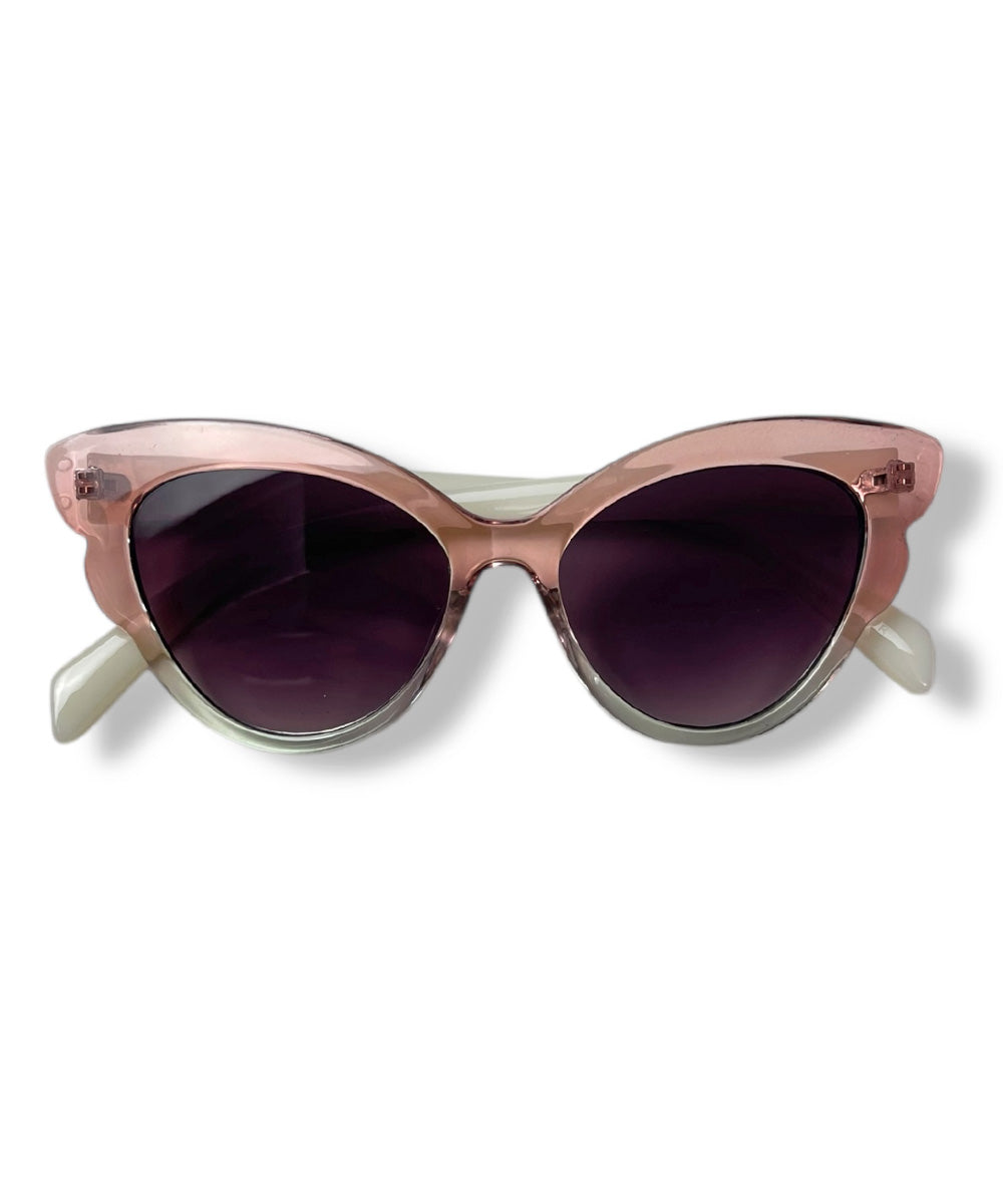 Pink & Cream Retro Style Butterfly Frame Sunglasses