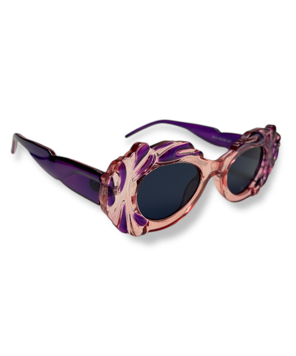Pink & Purple Pretty in Paris Oval Retro Sunglasses