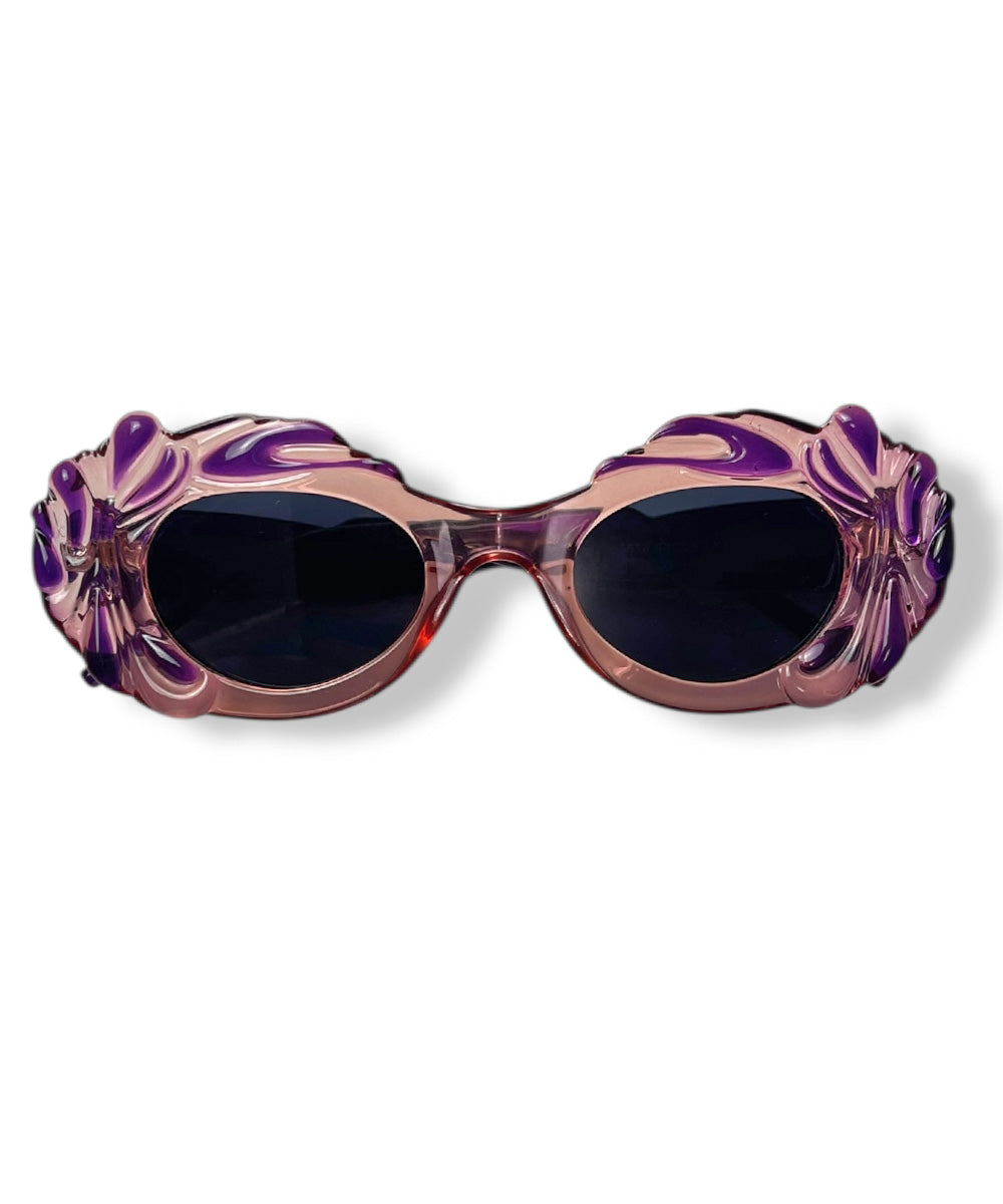Pink & Purple Pretty in Paris Oval Retro Sunglasses