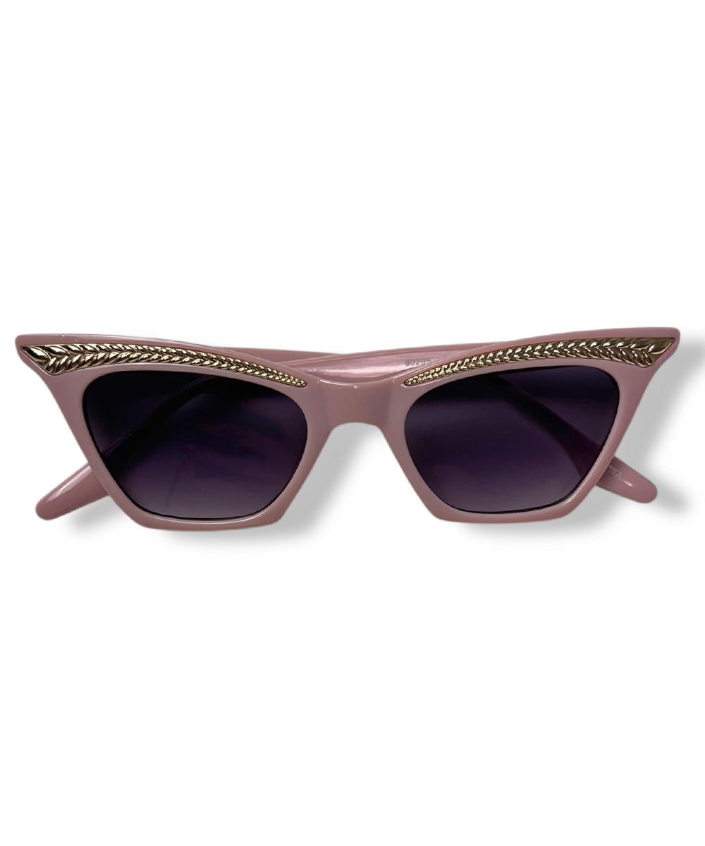 Mauve & Gold Trimmed Cat Eye Sunglasses