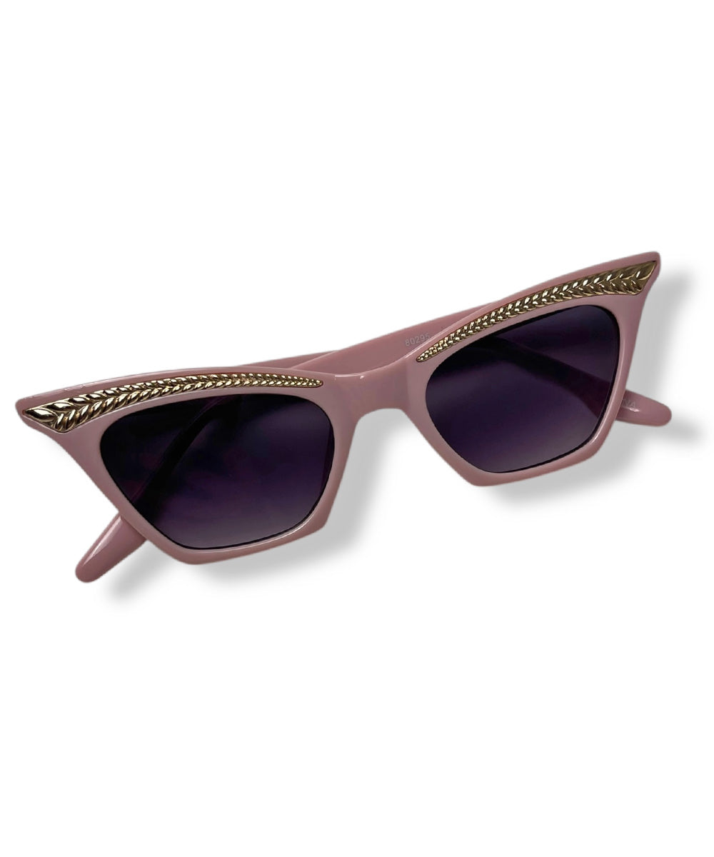 Mauve & Gold Trimmed Cat Eye Sunglasses