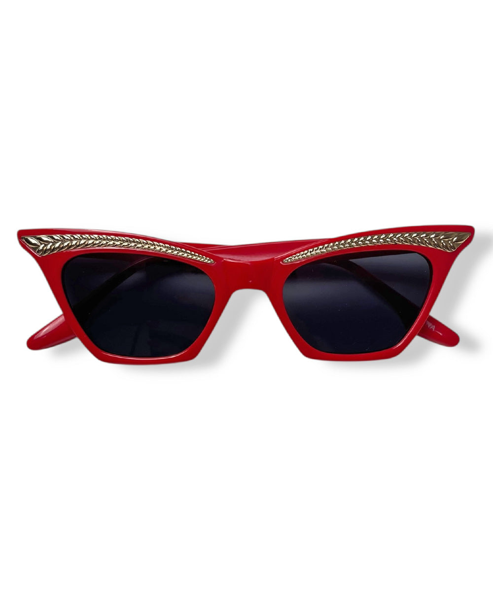 Red & Gold Trimmed Cat Eye Sunglasses
