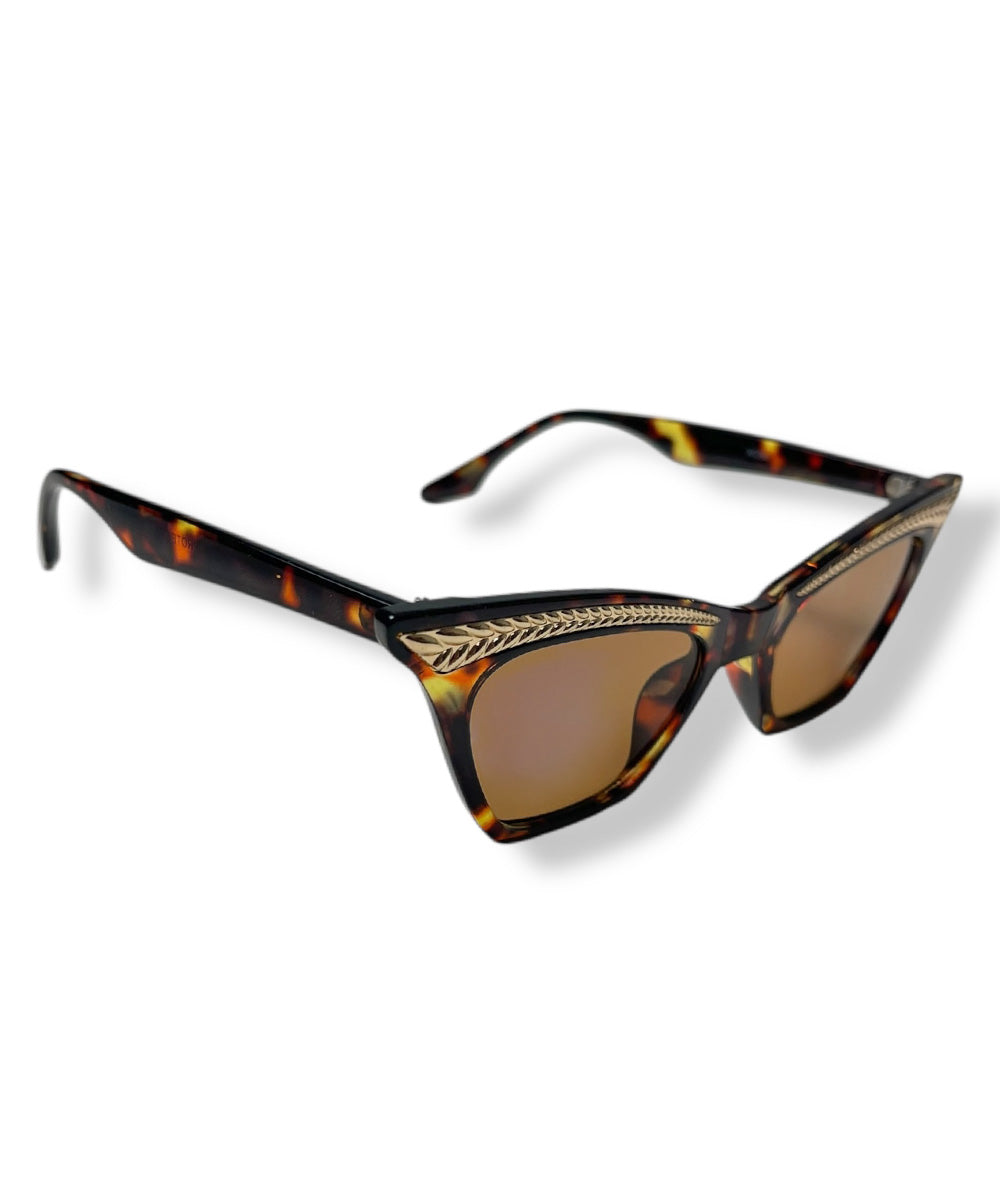 Tortoise & Gold Trimmed Cat Eye Sunglasses
