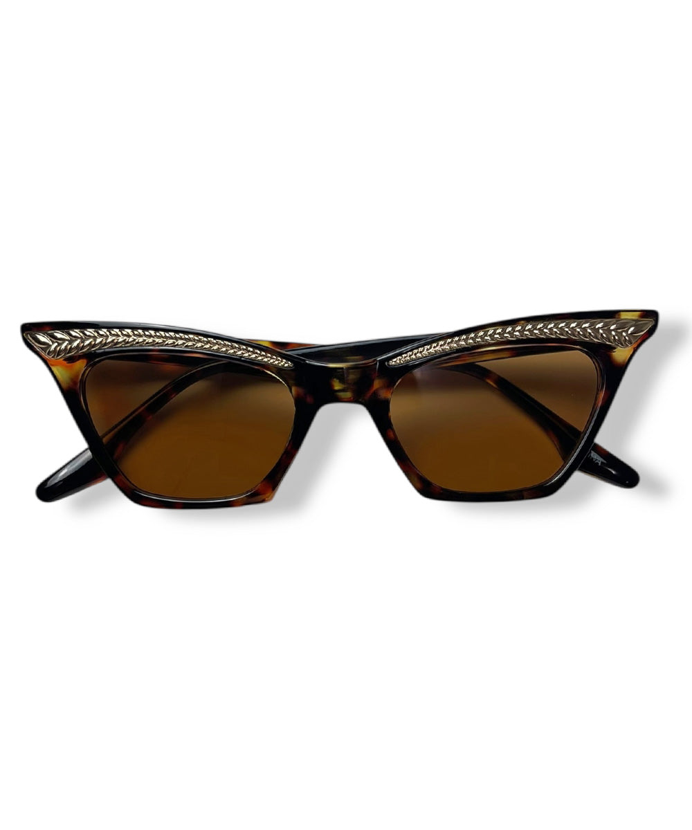 Tortoise & Gold Trimmed Cat Eye Sunglasses
