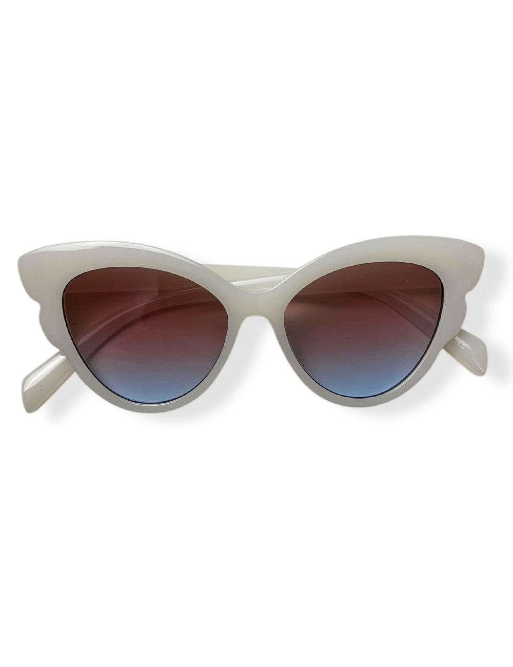 Soft White Retro Style Butterfly Frame Sunglasses