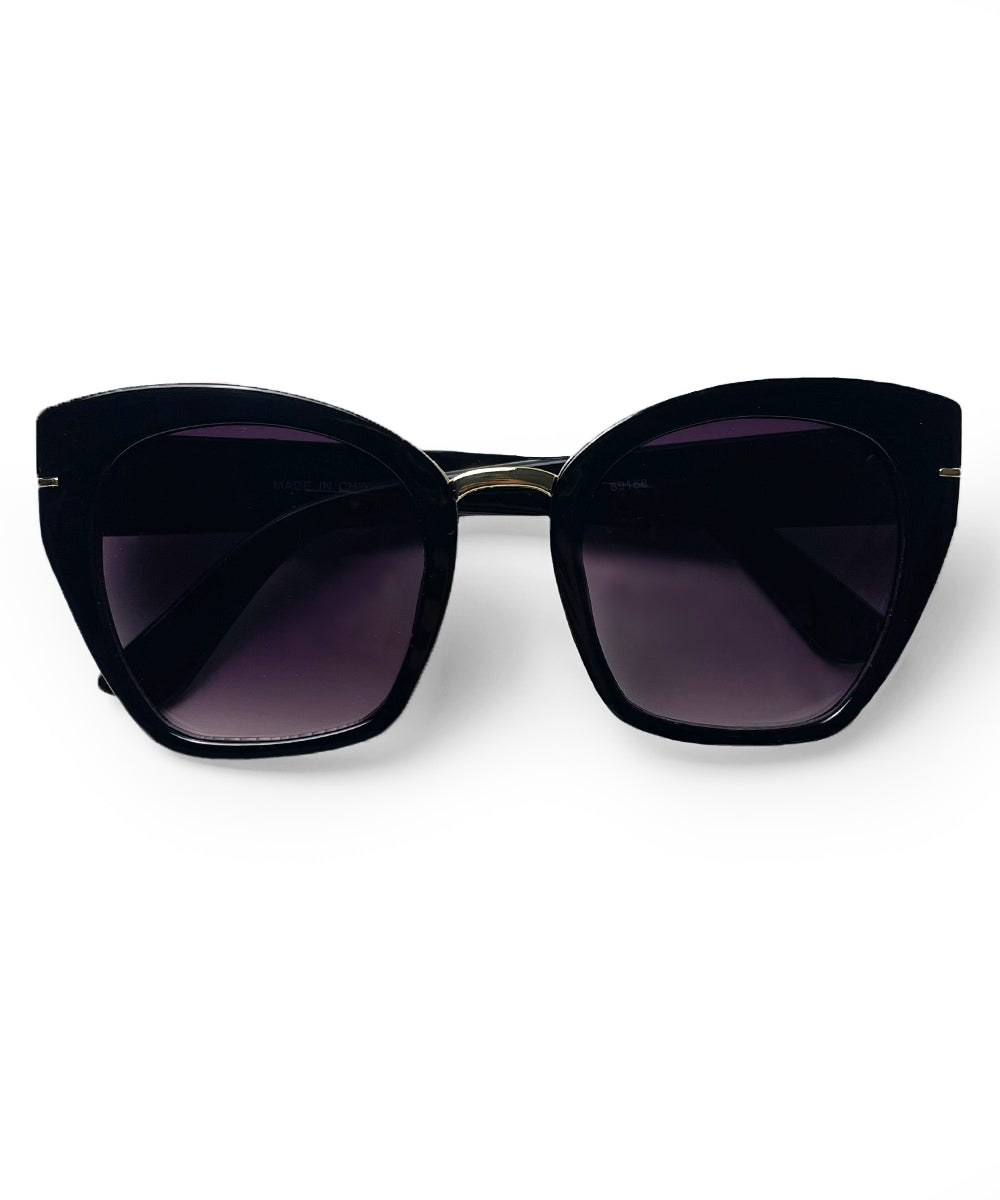 Solid Black 70s Fonda Frame Retro Sunglasses