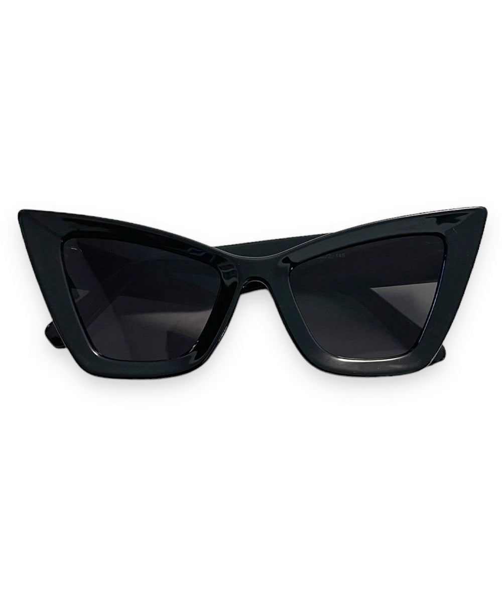 Black Edgy Inset Sharp Cat Eye Sunglasses
