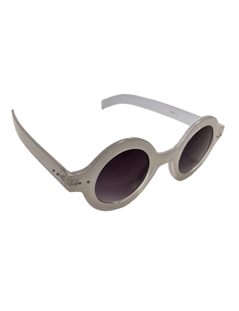 Solid White 1940s Style Perfect Circle Sunglasses