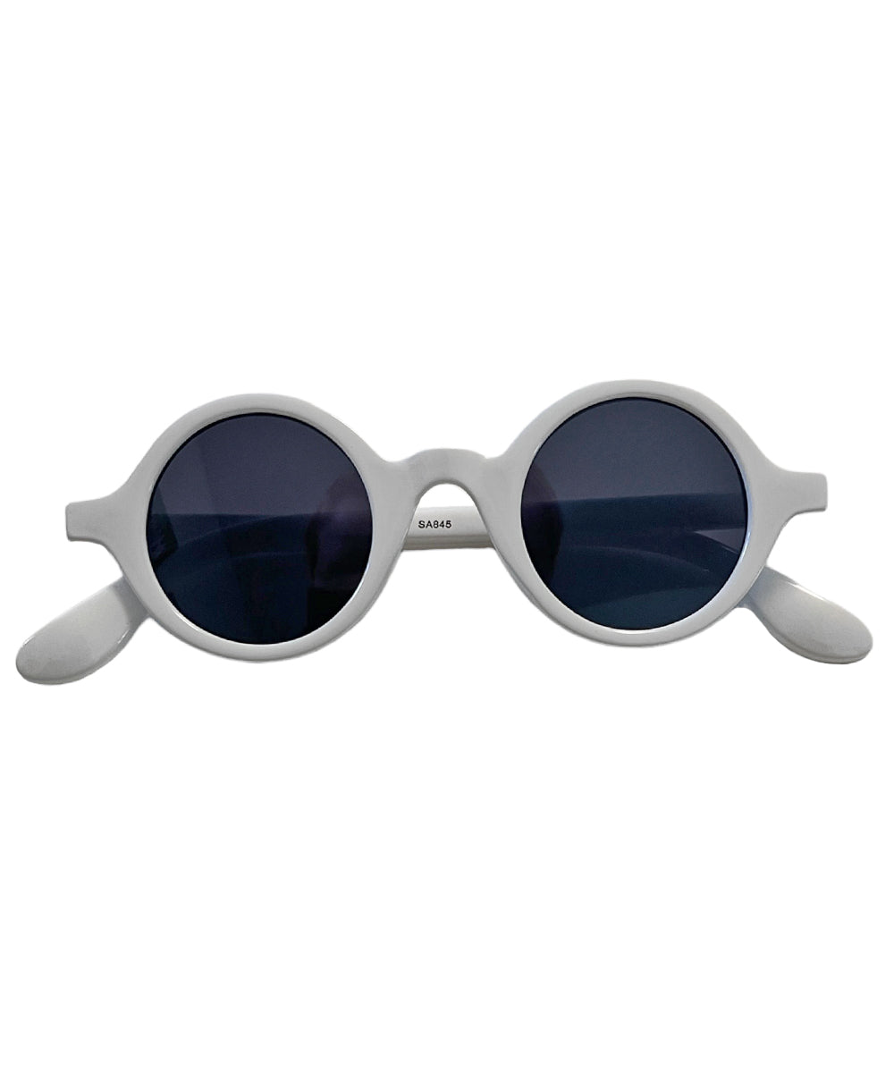 White Classic 1940s Style Round Sunglasses