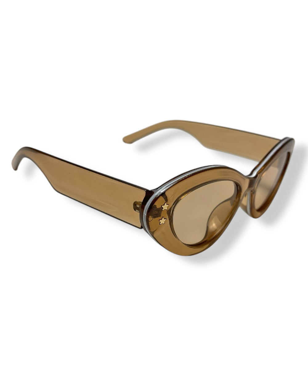 Tan Translucent Retro Sporty Two Toned Sunglasses
