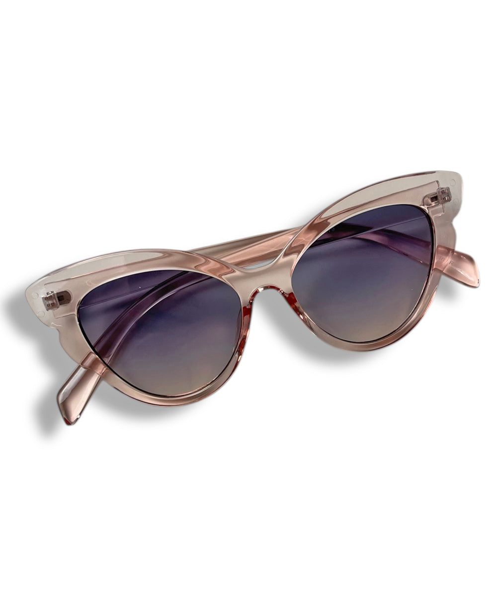Translucent Pink Retro Style Butterfly Frame Sunglasses