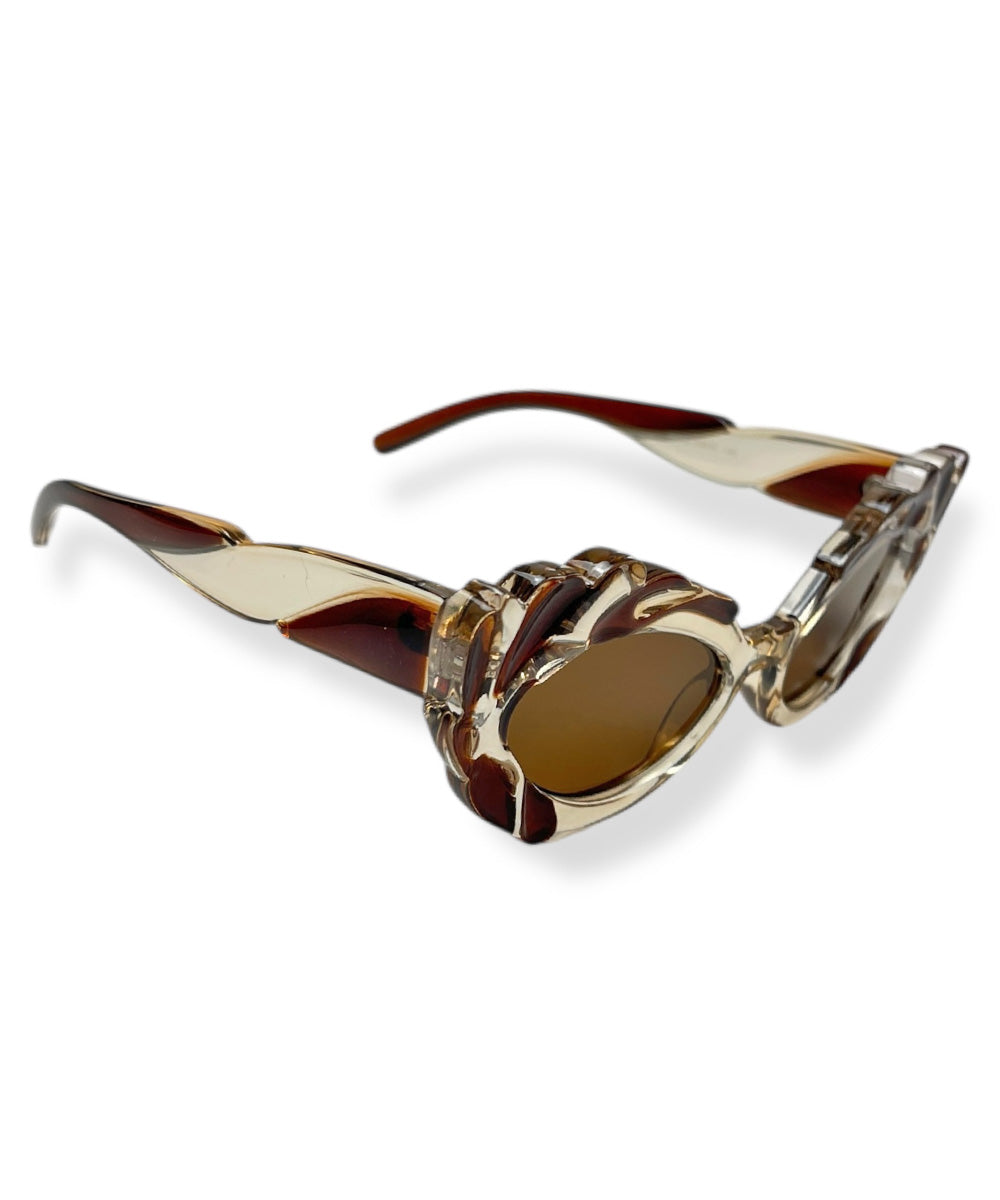 Brown & Tan Pretty in Paris Cat Eye Retro Sunglasses