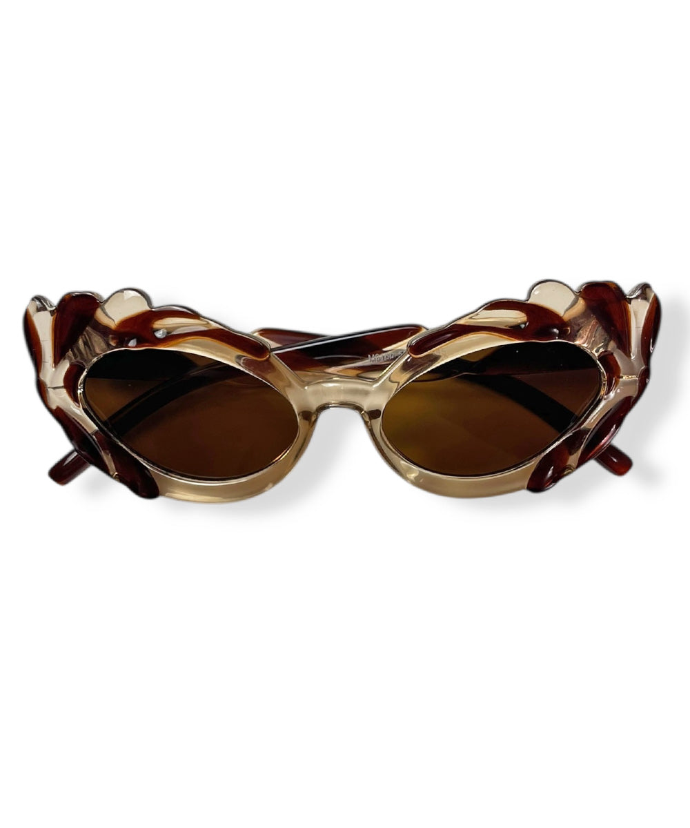 Brown & Tan Pretty in Paris Cat Eye Retro Sunglasses