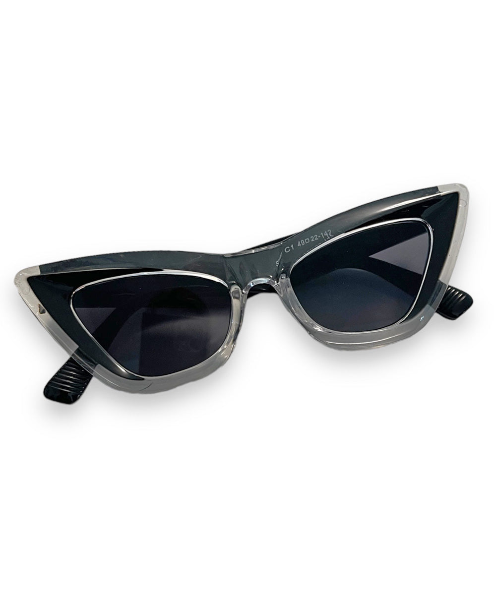Vintage 50s Style Black & Clear Veronica Sunglasses