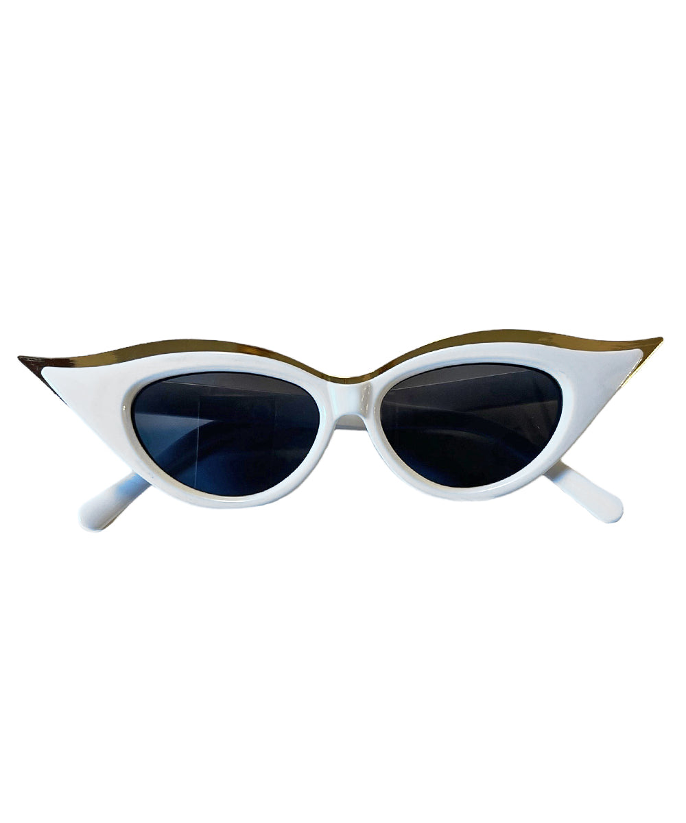 White & Gold Iconic Cat Eye Sunglasses