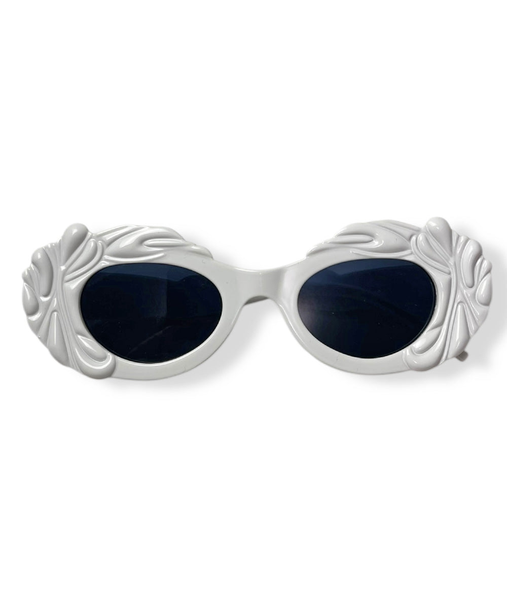 White Pretty in Paris Oval Retro Sunglasses