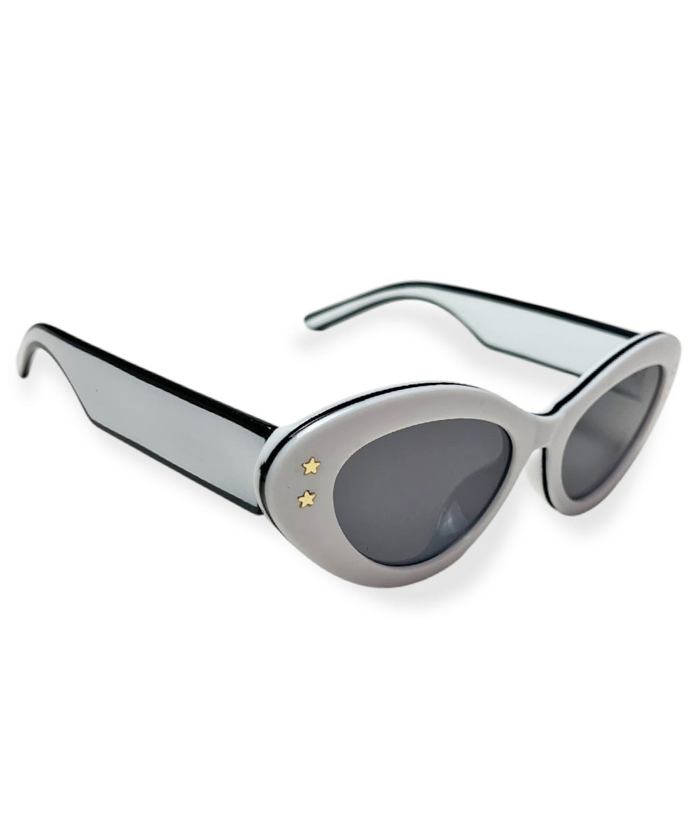 White Retro Sporty Two Toned Sunglasses
