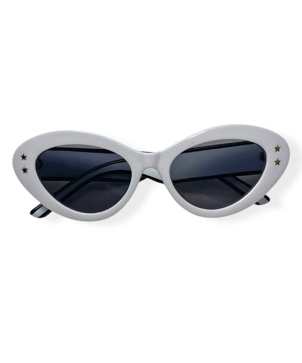 White Retro Sporty Two Toned Sunglasses