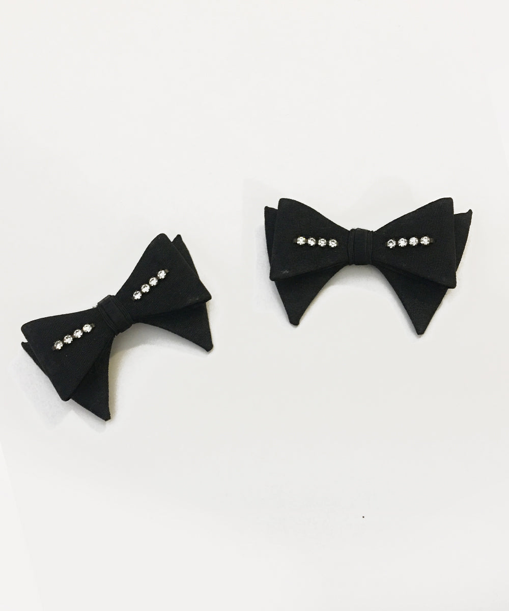 Black & Rhinestone Vintage Bow Shoe Clips