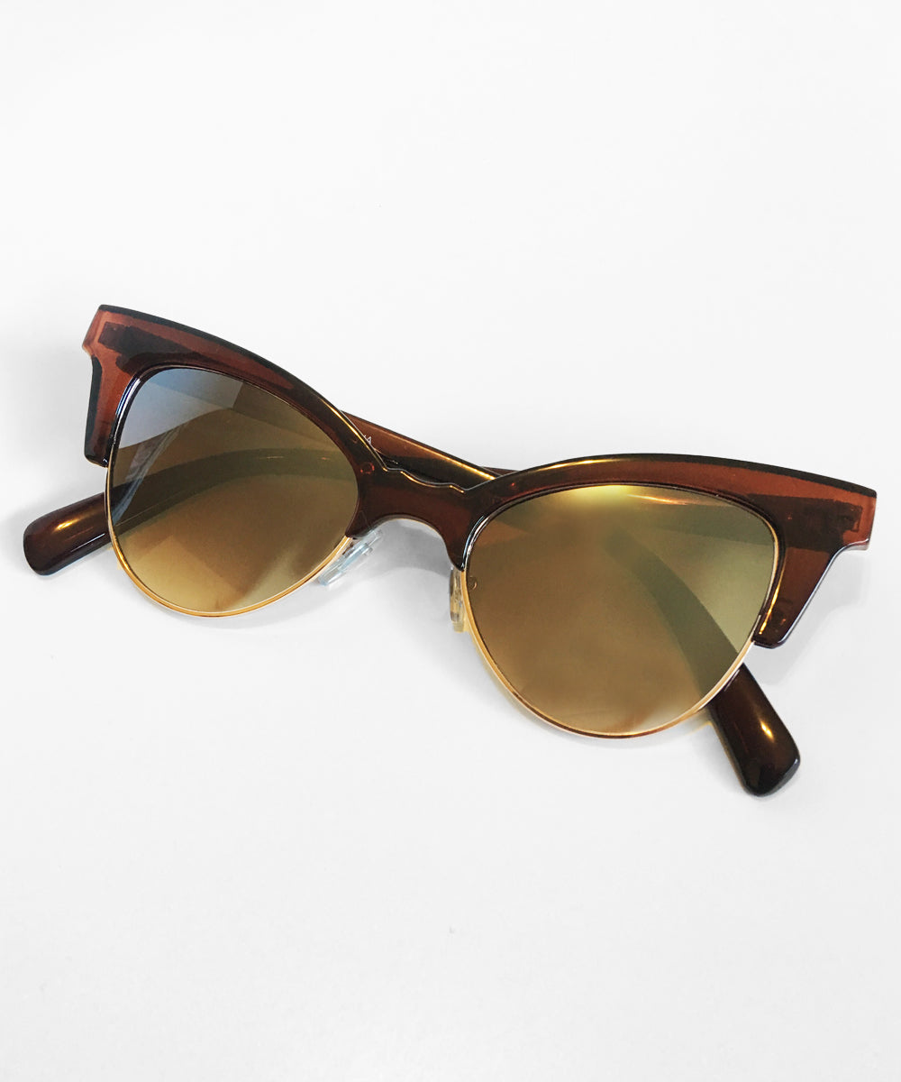1950s Inspired Brown Betty Cat Eye Horn Rimmed Retro Sunglasses