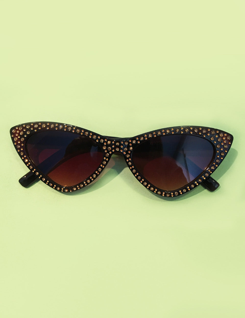 Brown Rhinestoned Glamour Cat Eye Sunglasses