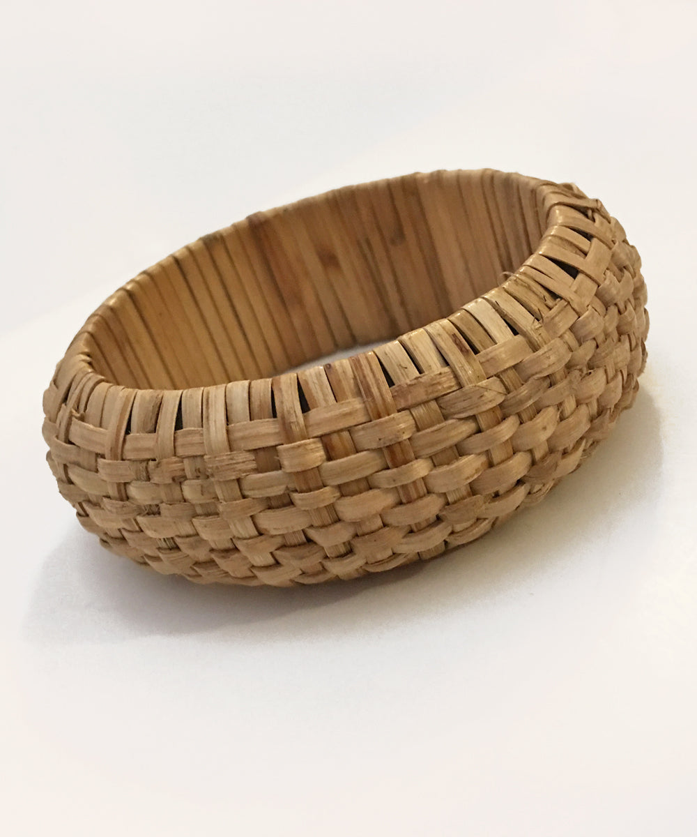 Thick Intricately Woven Tan Tiki Bangle Bracelet