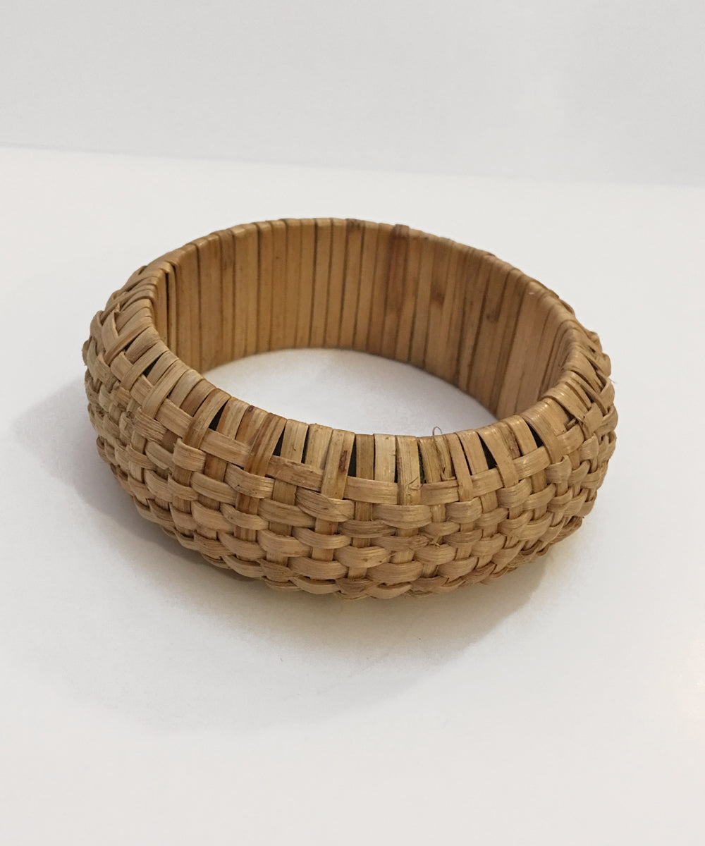 Thick Intricately Woven Tan Tiki Bangle Bracelet