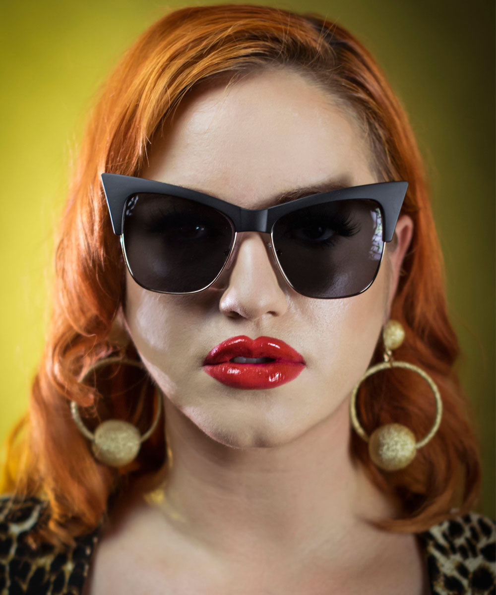 Edgy Pointed Matte Black Cat Eye Sunglasses