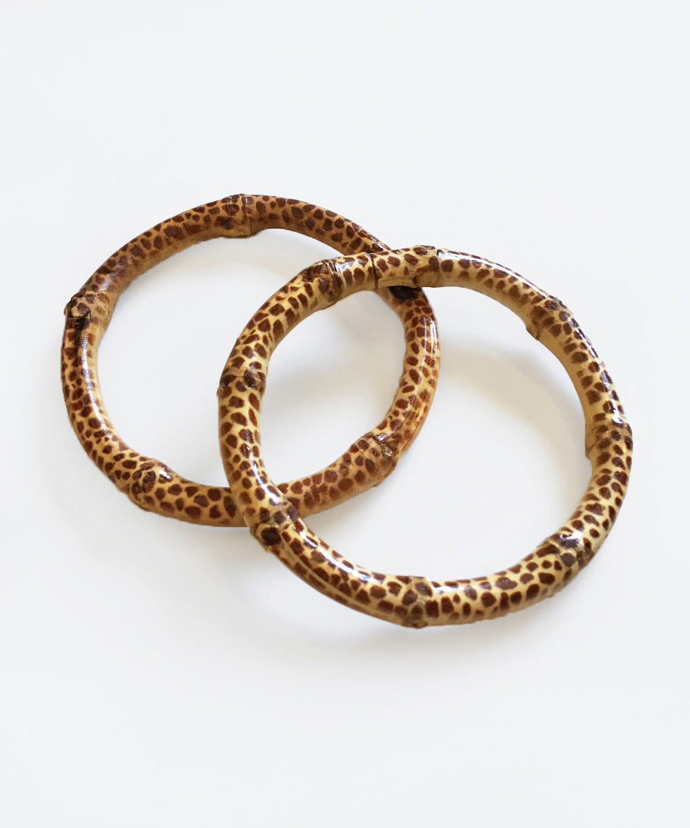 Giraffe Print Natural Bamboo Bangle Set