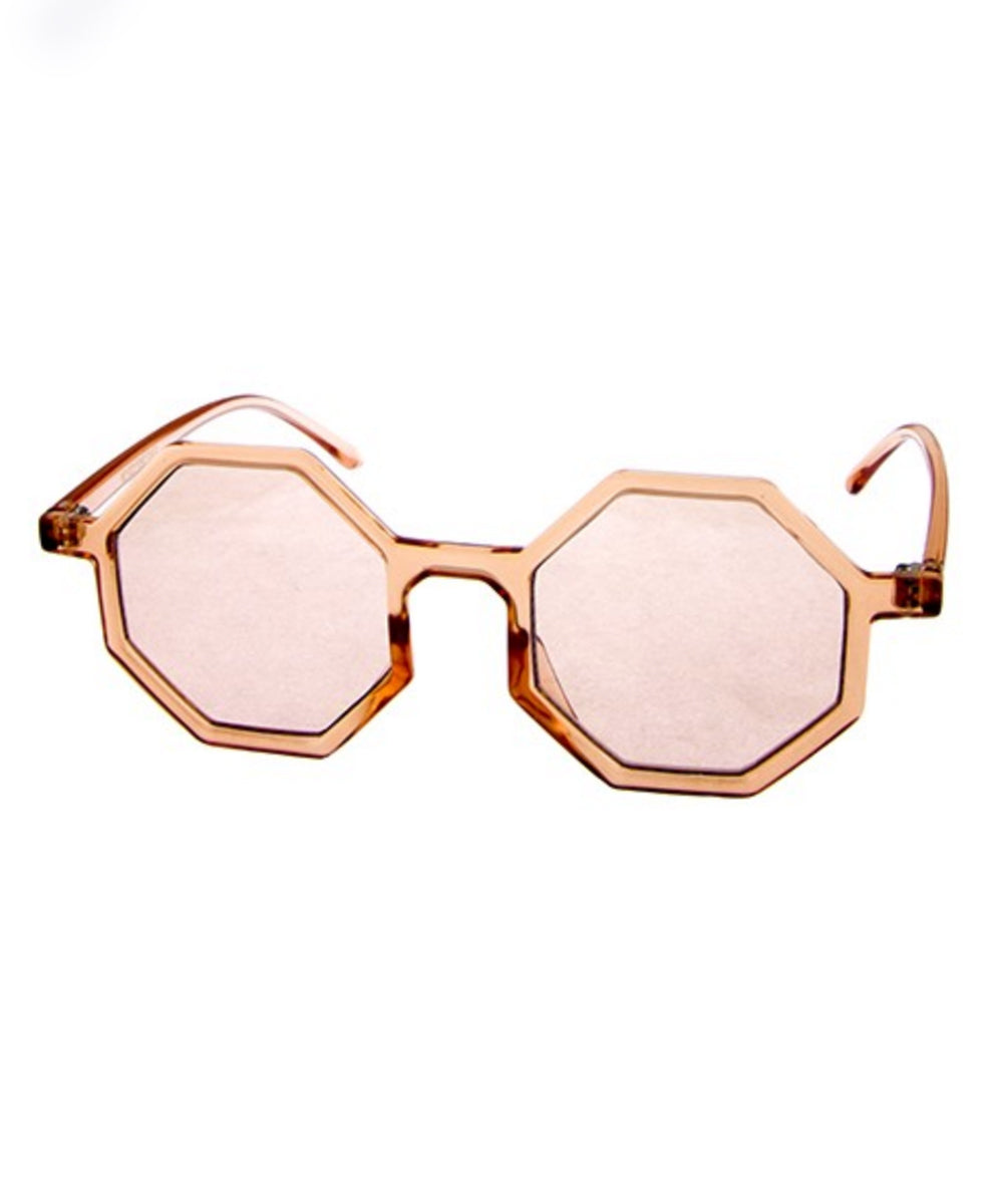 Octavia Clear Pink Thin Geometric Retro 1960s Sunglasses
